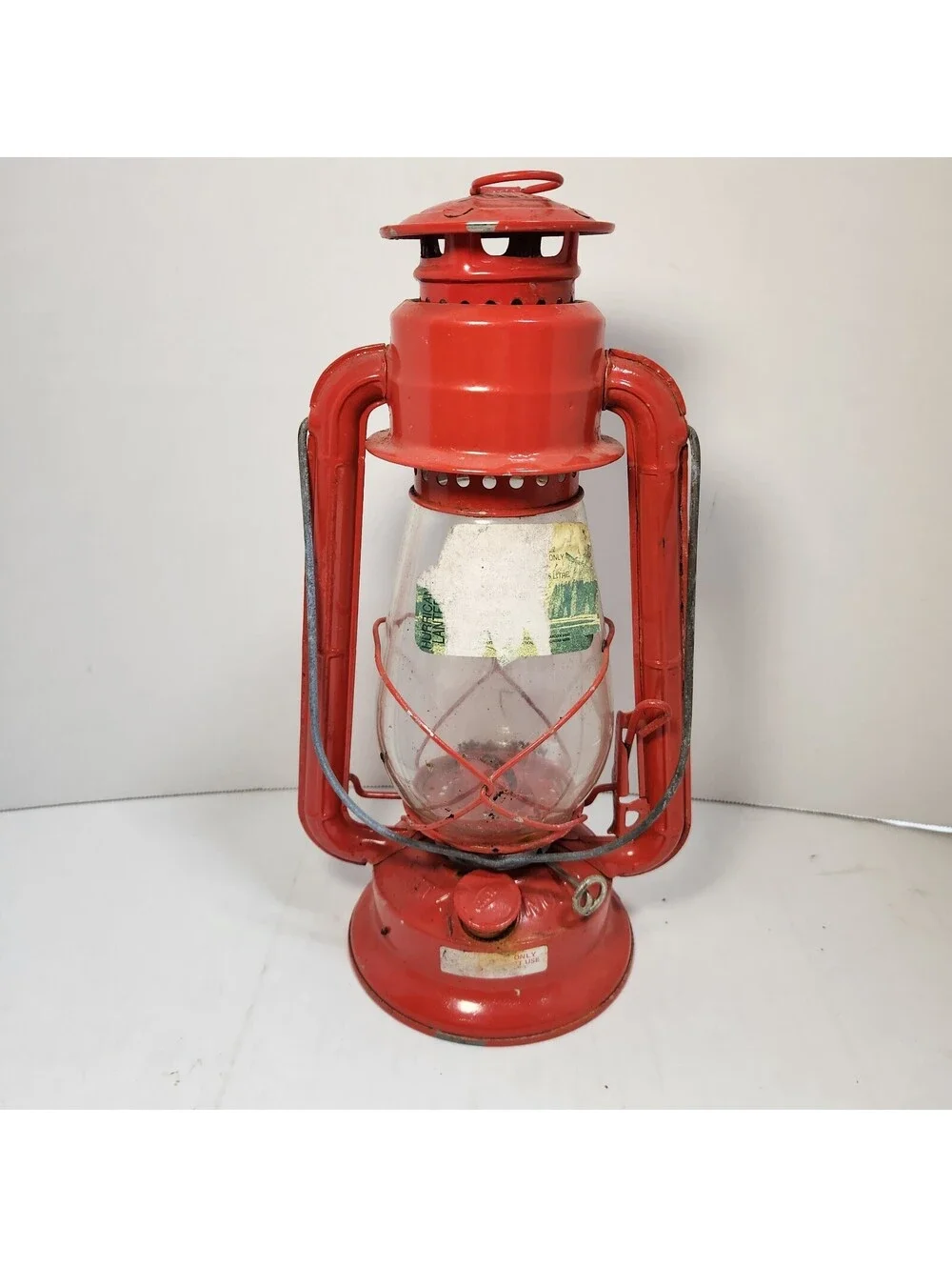 Vintage Dietz No 20 Junior Red Kerosene Oil Lantern Clear Glass Globe 12